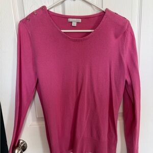 New York & Company Pink Button-Shoulder Sweater